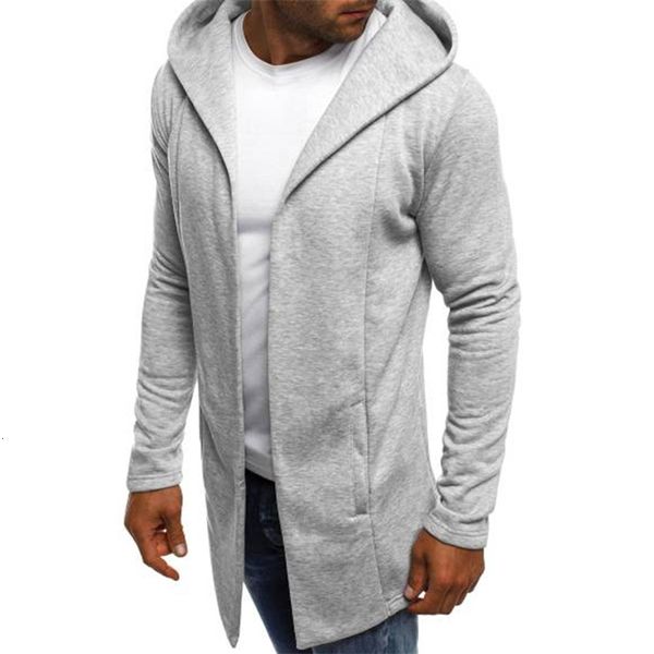 

zogaa mens hooded sweatshirt men's solid long cardigan hoodies streetwear men casual autumn slim fit jacket coat male clothing, Black
