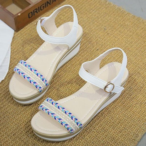 

summer platform sandals 2020 fashion women strap sandal wedges shoes casual woman peep toe espadrille femme#z3, Black