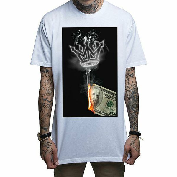 

mafioso men's money to burn short sleeve t shirt white money smoke burn clothing new cool tee shirt