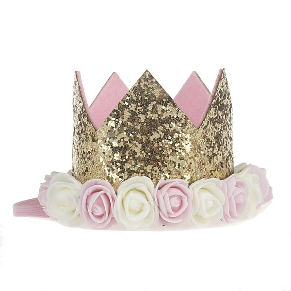 

1pcs 1 2 3 birthday caps flower crown 1st birthday hat newborn baby princess birthday headband 1 year party decorations, Silver