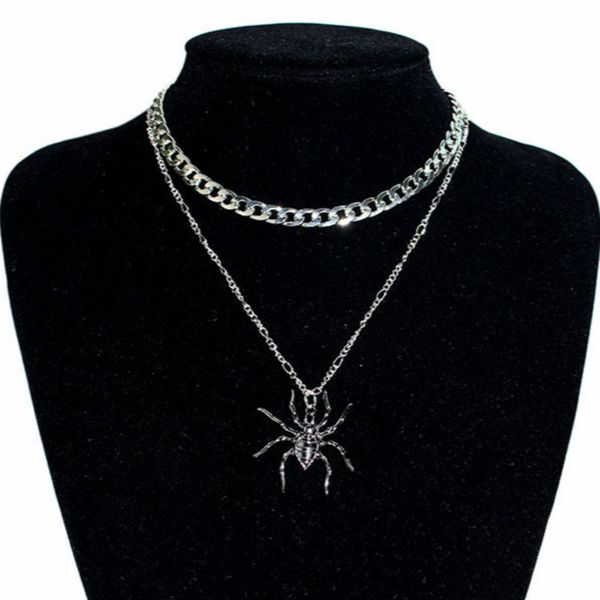 

halloween clavicle chain funny spider multi-layer necklace female new popular fashion simple necklace, Silver