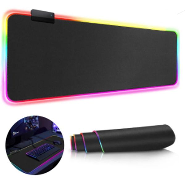 

waterproof rgb backlight large gaming mousepad with non slip rubber base for durable stitched edges computer keyboard graphic customization