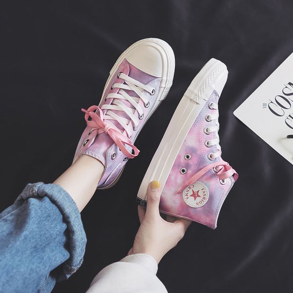 

women shoes 2020 new high-canvas shoes spring breathable mixed colors trend flats women's sneakers casual comfortable, Black