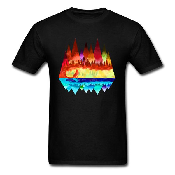 

men tshirt colored twin peaks mountain spirit fox men t shirt funny hip hop brand new tee shirts for men 100% cotton fashion