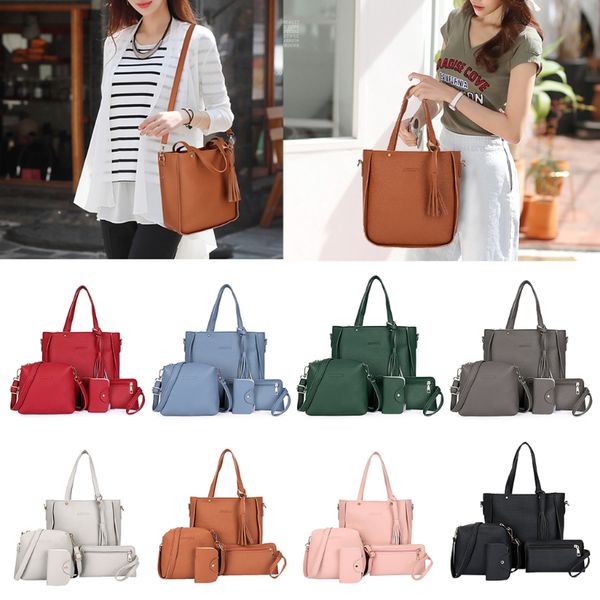 

4 pcs women fashion handbag shoulder bags lady casual travel crossbody messenger satchel set female large capacity shopping tote