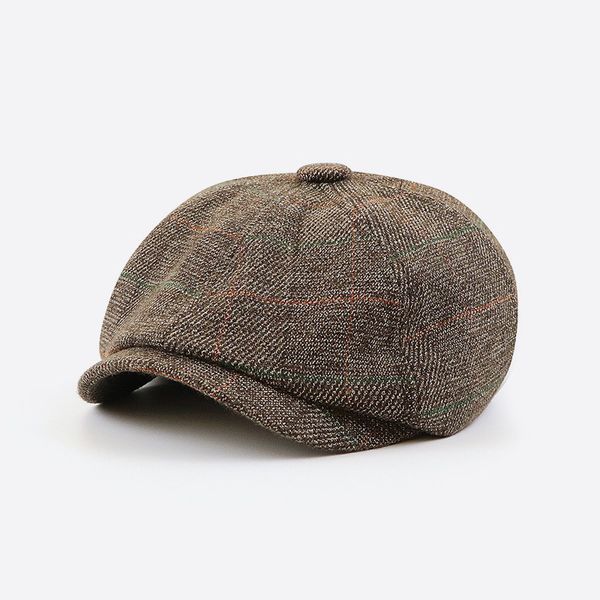 

autumn winter new wool tweed check newsboy cap men gray beige herringbone baker boy caps flat hat gatsby cabbies boina bln277, Blue;gray