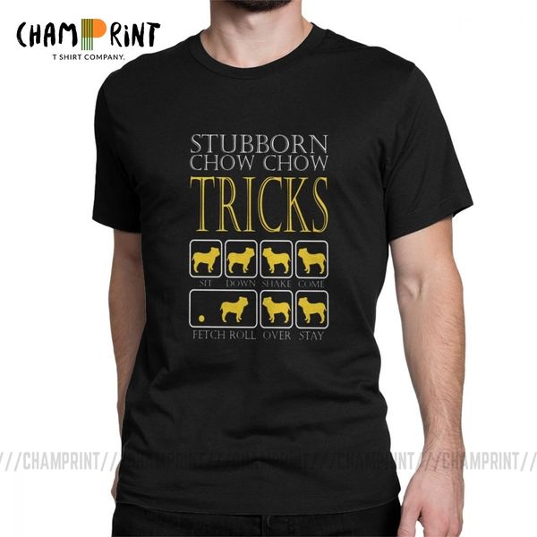 

stubborn chow chow tricks dog men t shirts novelty pure cotton short sleeve tees crewneck t-shirts plus size