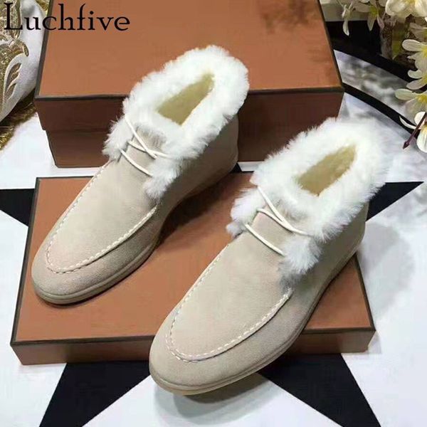 

wool lace up snow winter boots classic pointed toe flat shoes women runaway beige grey shoes woman fashion boots femme, Black