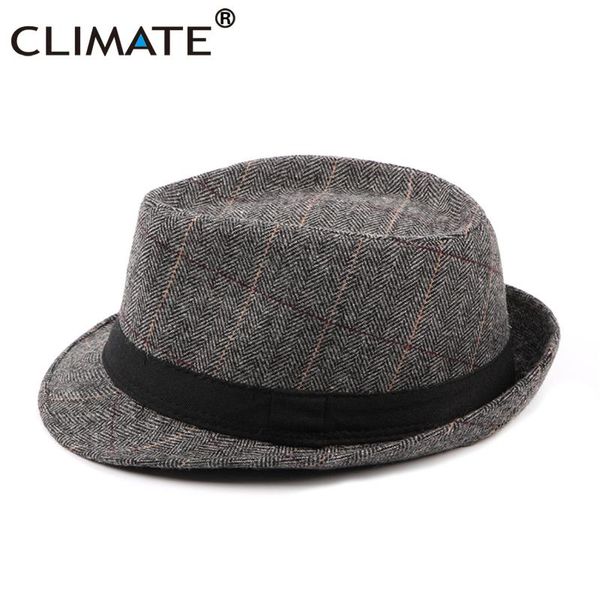 

climate men fedora vintage jazz hat cap plaid formal hats for man solid polyester woolen fedoras cap black fedora men hat, Blue;gray