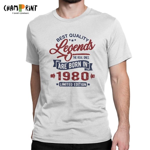

leisure legends are born in 1980 t-shirts men round collar pure cotton t shirt 40 years old 40th birthday gift tees 6xl clothing