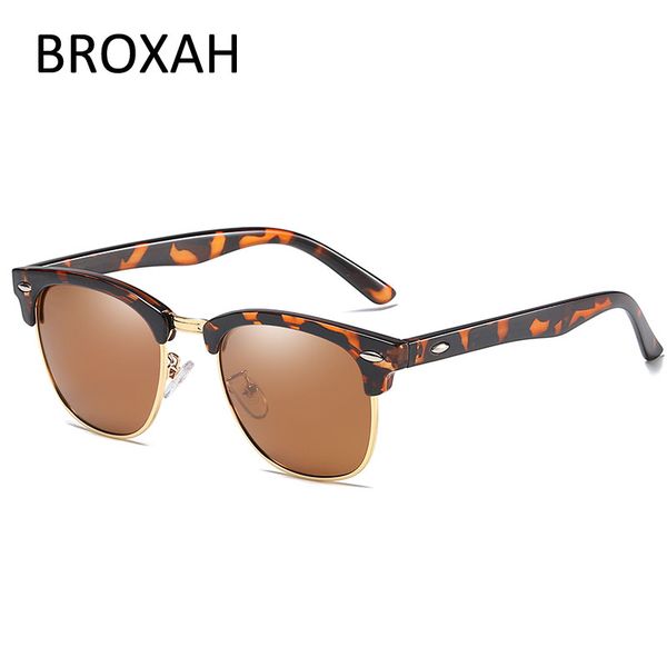 

retro polarized sunglasses men 2020 brand womens driving sun glasses for women semi-rimless frame eyewear uv400 zonnebril, White;black