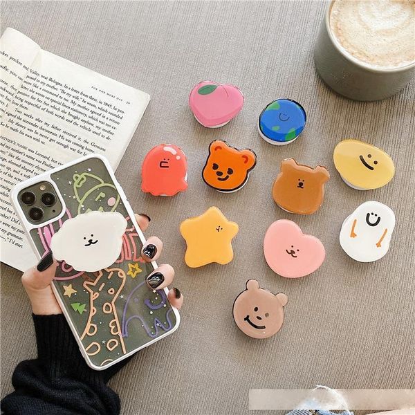 

ins cute cartoon phone holder folding retractable drop-resistant watch video brush drama fastened ring female cool new style