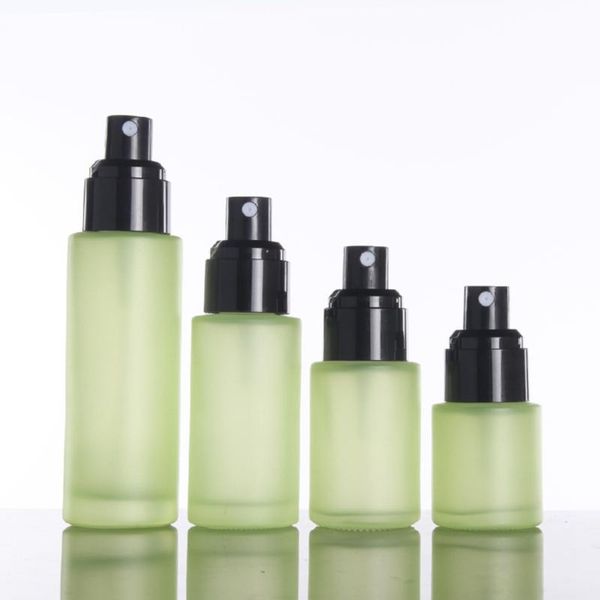

30ml glass travel bottle cosmetic,green frosted lotion/spray bottle
