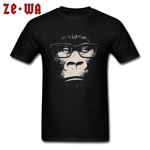 

bookish gorilla with glasses black t shirt 100% cotton tees for men street t shirts fashionable rife crew neck tees father's day