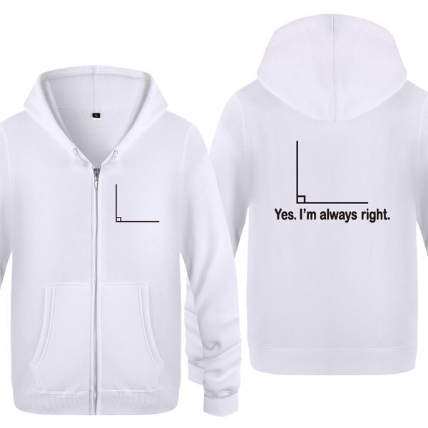 

math geometry - right angle funny creative hoodies men 2018 men's fleece zipper cardigans hooded sweatshirts