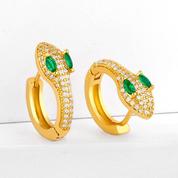 

snake earrings women copper zircon gold color creative personality earring inlaid cz cool style charm jewelry gift, Golden;silver