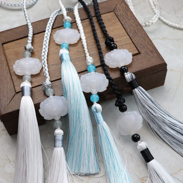 

пояс высокого качества смолы лотос hanfu кисточкой multi-color шелковый пояс, Black;brown