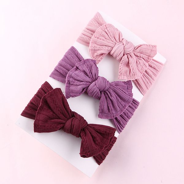 

группы вязаных волос младенца для детей hairband многоцветного bowknot мягкой кожи дружественных оголовье femme мода аксессуаров для волос д, Slivery;white