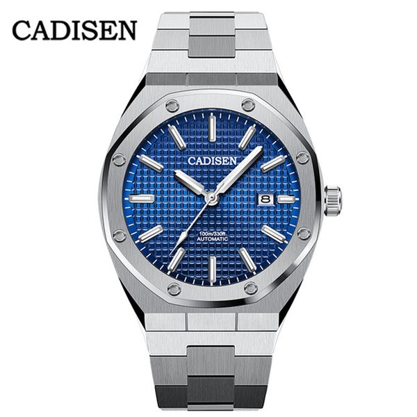 

cadisen design men's mechanical watch all-steel waterproof wristwatch business automatic male watches reloj hombre, Slivery;brown