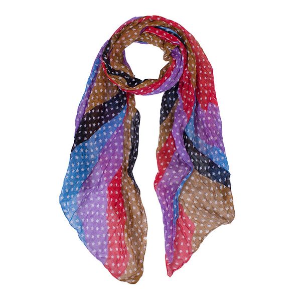 

2020 new fashion women scarf design with patchwork color and stars printing polyester thin small shawls and scarves 160*55 cm, Blue;gray
