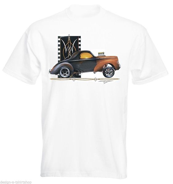 

2019 100% cotton mens t-shirt willys coupe gasser rat rod muscle car v8 pos-282 tee shirt