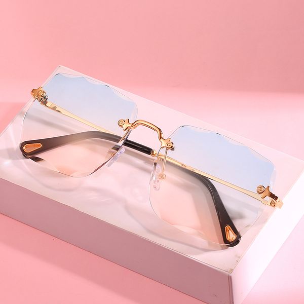 

2020 fashion new frameless square sunglasses ladies brand designer sunglasses trend personality metal style glasses uv400, White;black
