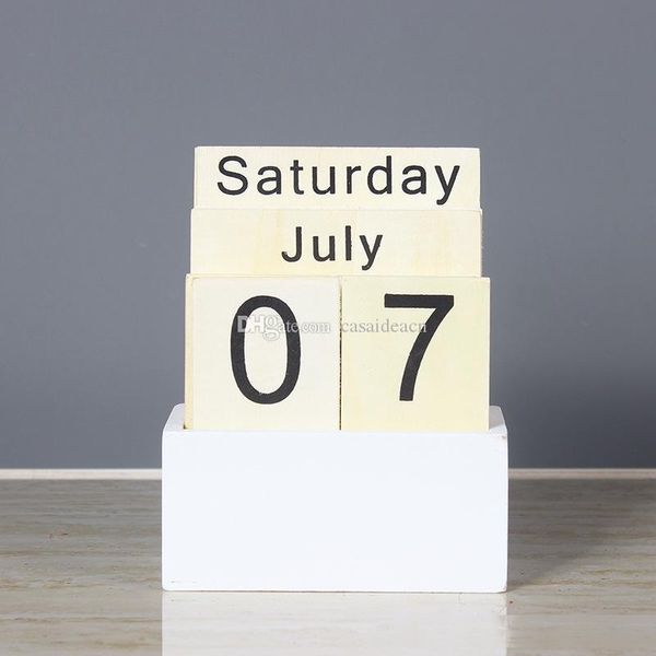 

vintage wooden block perpetual calendar rustic desk accessory month week date blocks for home office decoration