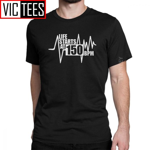 

life starts at 150 bpm hardstyle tshirt men 100 percent cotton tshirt hardcore dance dj techno club party edm