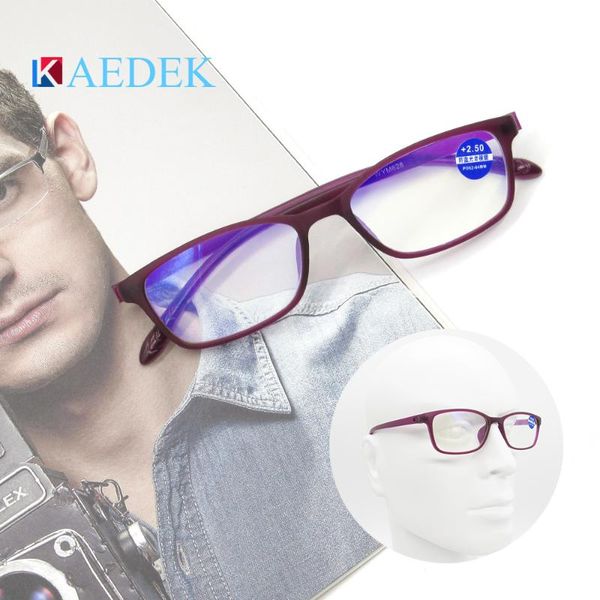 

sunglasses kaedek tr90 reading glasses men anti blue rays presbyopia eyeglasses fatigue computer eyewear solid finished+1 1.5, White;black