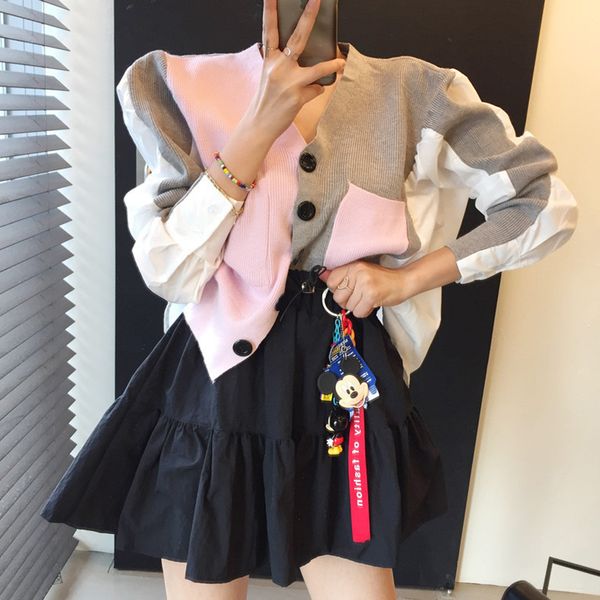 

women's tracksuits autumn winter two piece set women outfits long sleeve knitted sweater and high waist mini skirt korean 2 sets, Gray