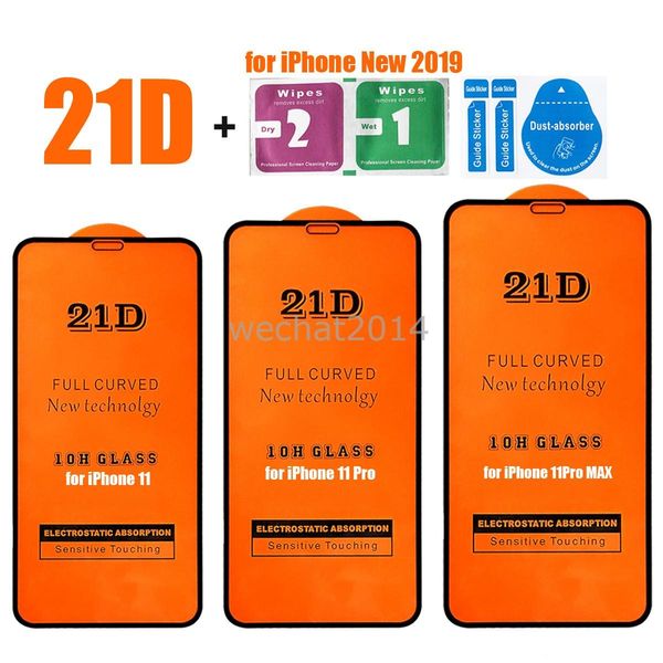 

300pcs for iphone 11 pro max x xr xs max 21d tempered glass for iphone 6 6s 7 8 plus screen protector glass