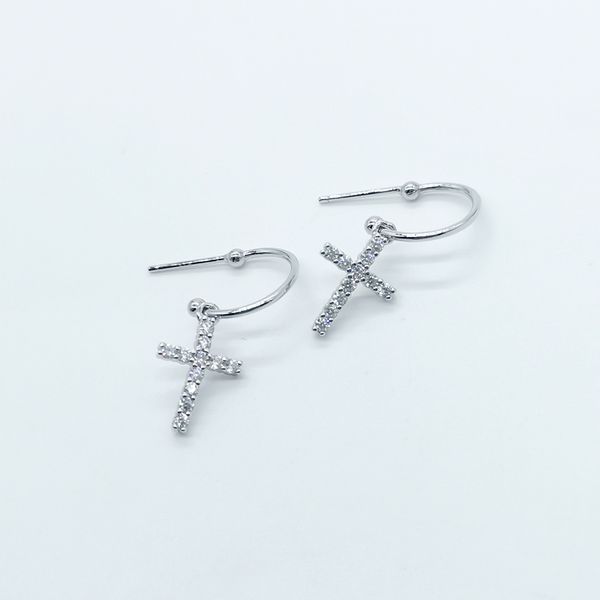 

european and american fashion earrings good luck cross fashion earrings, Silver