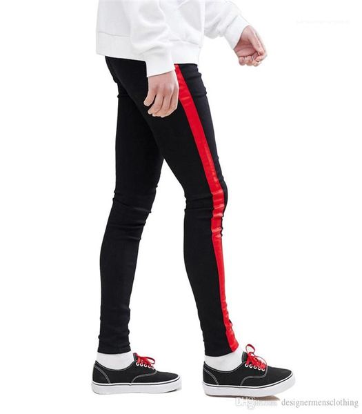 

19ss дизайнер жан мужская одежда весна осень slim fit street jean брюки черные полосатые мужские, Blue