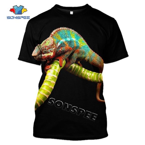 

summer 3d animal chameleon print 3d print shirts graphic humor hippie men clothing
