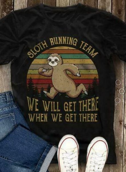 

sloth running team we will get there when we get ver2 vintage ladies t-shirt homme customized tee shirt