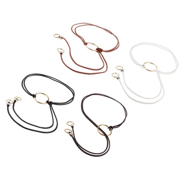 

women chain wood waist belt with dress sweater knotted decorated, Black;brown