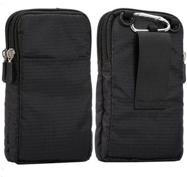 

universal for all below 6.3-6.9 inch mobile phones pouch outdoor 3 pockets 2 zippers wallet case belt clip bag for smartphone