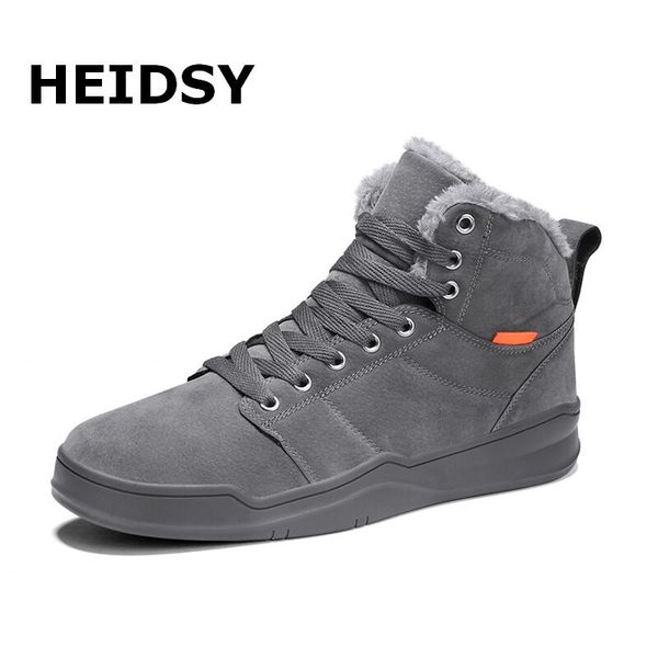 

heidsy winter boots men leather winter shoes men plus size tennis sneakers for ankle boots male warm casual botas hombre, Black