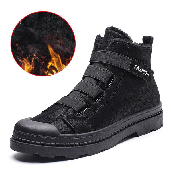 

boots male shoes ankle for plush warm men winter sneakers 38 s, Black
