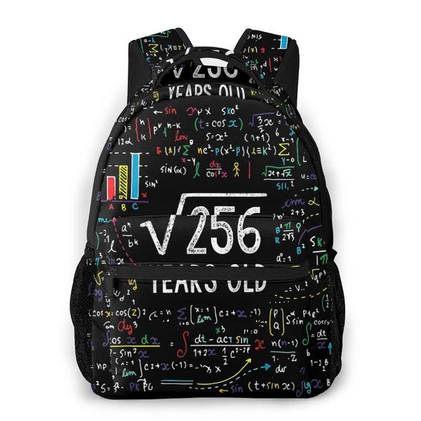 

square root of 256 16th birthday 16 year old gifts math bday travel backpacks 2020 nana shoulder bags