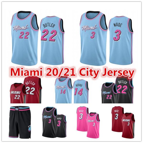 

dwayne 3 wade jersey men's pink jimmy 22 butler tyler 14 herro kendrick 25 nunn blue basketball jerseys miami heat 2020 shorts, Black;red