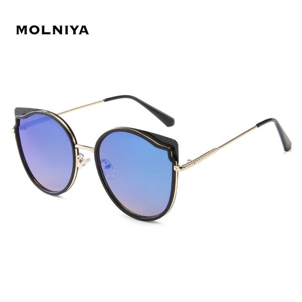 

new cat eye vintage sunglasses men women universal round metal frame sun glasses gradient eyewear uv400, White;black
