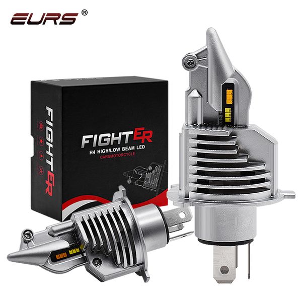 

eurs h4 9003 2 led headlight bulbs 12v 24v hi lo beam led h4 for cars motorcycle headlamp 3000k 6000k fighter lights bulb