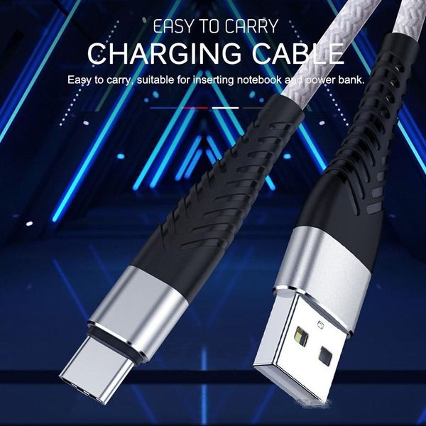 

flexible usb cable 3a fast charging data nylon braid type-c cable cord for android samsung huawei charger sync all smartphone