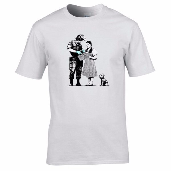 

2018 new fashion summer funny t-shirt man banksy the police is crime control for the girl street art for mens tee shirts