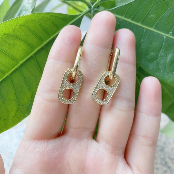 

5pairs/lot trendy fashion zirconia pave pig nose gold hoop earrings, Golden;silver