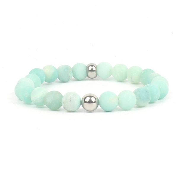 

8 mm natural semiprecious stone classic yoga bracelet mental round beads adjustable, Black