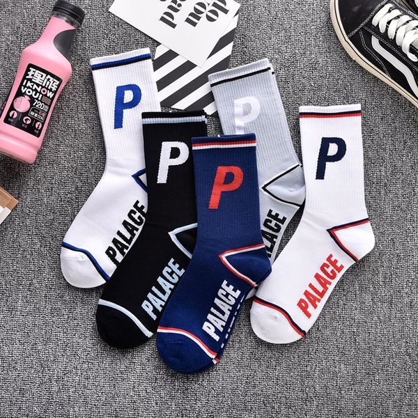 

men's and women's trendy mid-calf socks high-street ins trendy hip hop alphabet sports skateboard street dance socks and stockings, Black