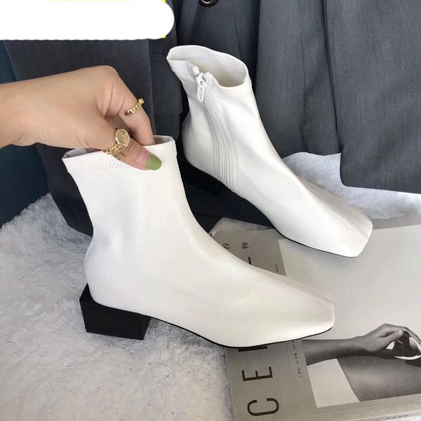 

thick heel with short boots single boot short tube tide 2020 autumn new soft low heel square head size 35-39, Black