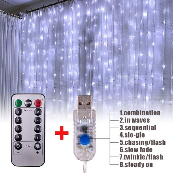 

3M x 3M 300-LED White Light Romantic Christmas Wedding Outdoor Decoration Curtain String Light US Standard Warm White ZA000929